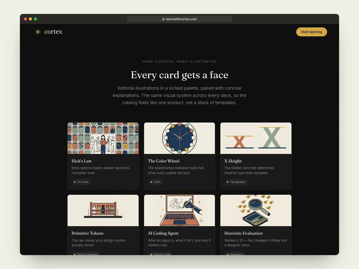 The Cortex landing page in a browser window.